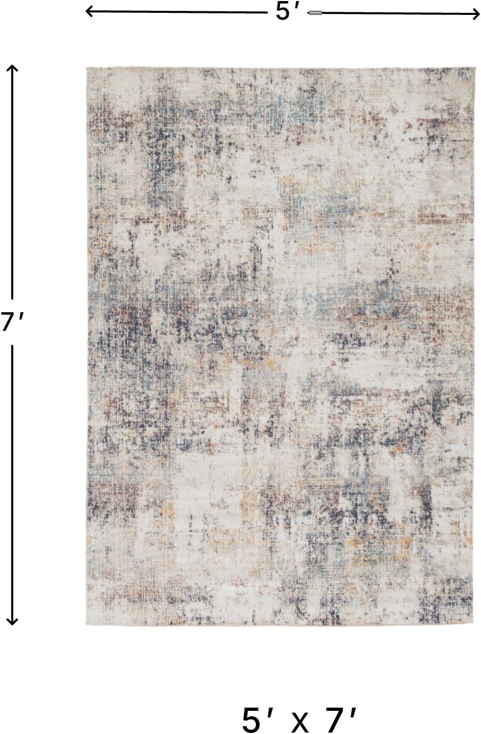 imageSignature Design by Ashley Jerelyn 5 x 7 Low Pile Bohemian Abstract Rug Multicolored Beige53 x 7 Rectangular