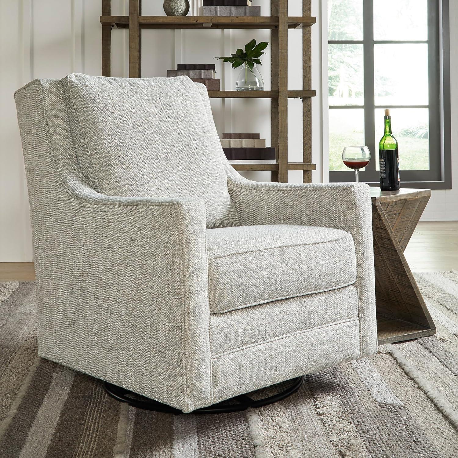 imageSignature Design by Ashley Kambria Casual Upholstered Swivel Glider Accent Chair Gray