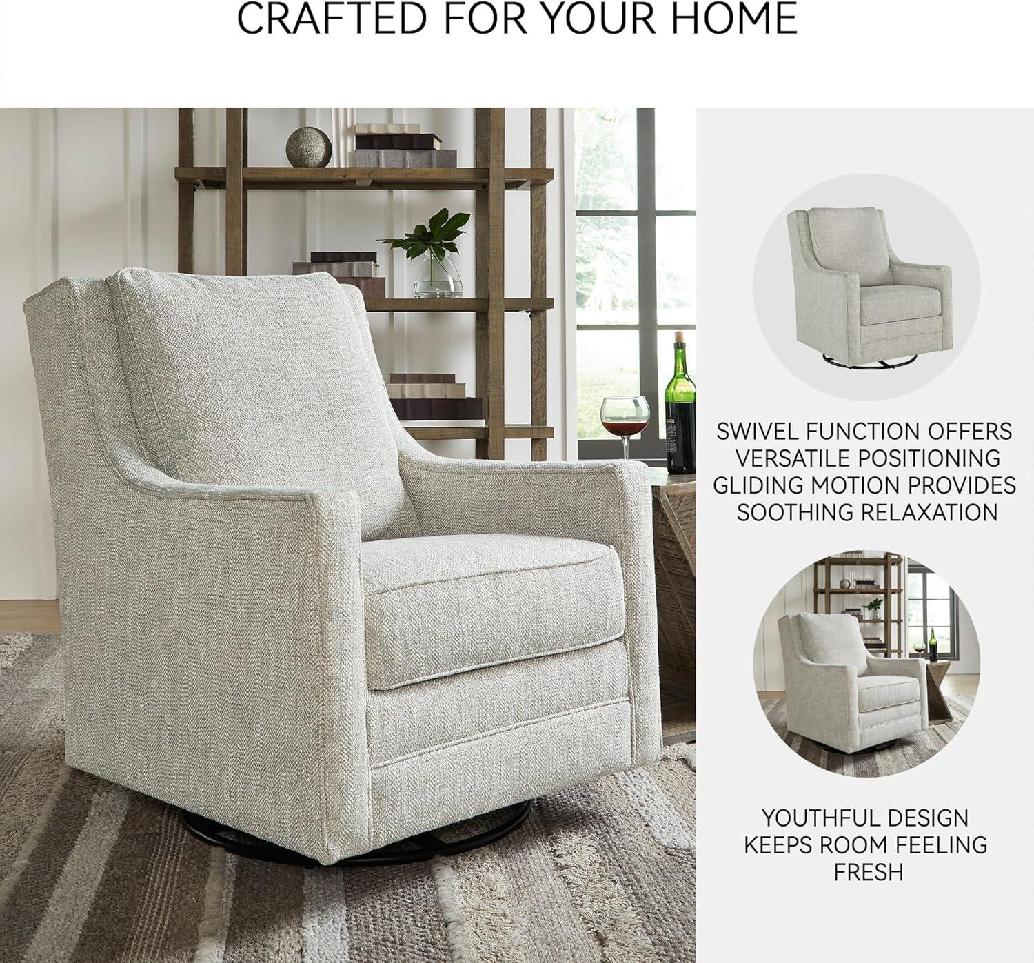 imageSignature Design by Ashley Kambria Casual Upholstered Swivel Glider Accent Chair Gray