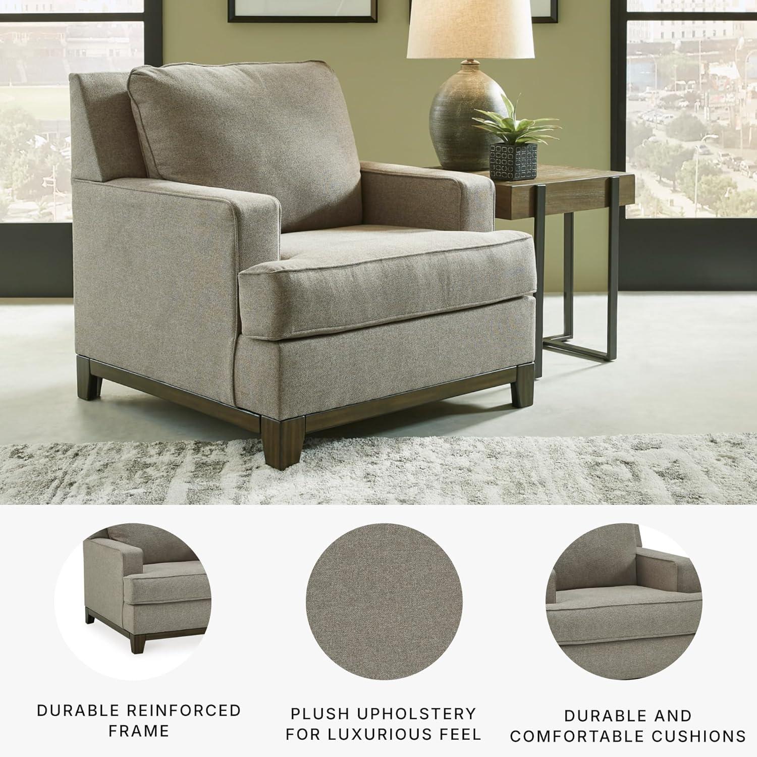 imageSignature Design by Ashley Kaywood Modern Track Arm Accent Chair Grayish Brown