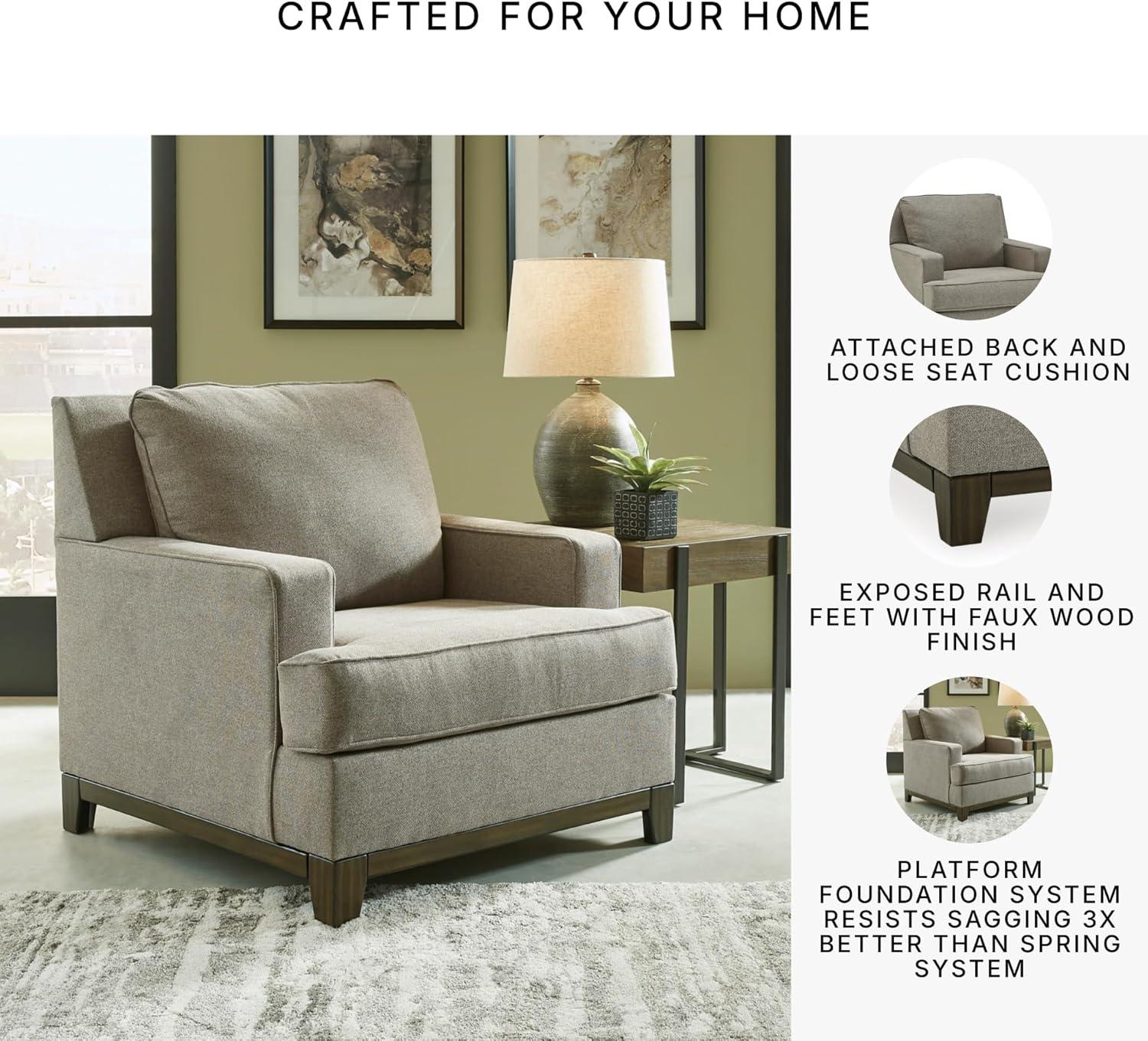 imageSignature Design by Ashley Kaywood Modern Track Arm Accent Chair Grayish Brown
