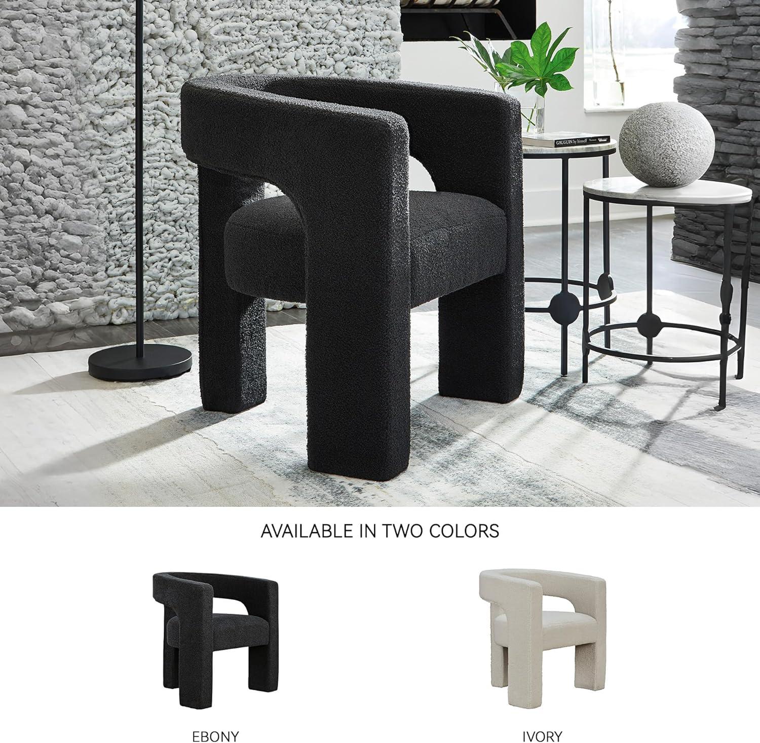 imageSignature Design by Ashley Landick Urban Boucle Upholstered Accent Chair with Barrel Back and 3 Legs WhiteBlack