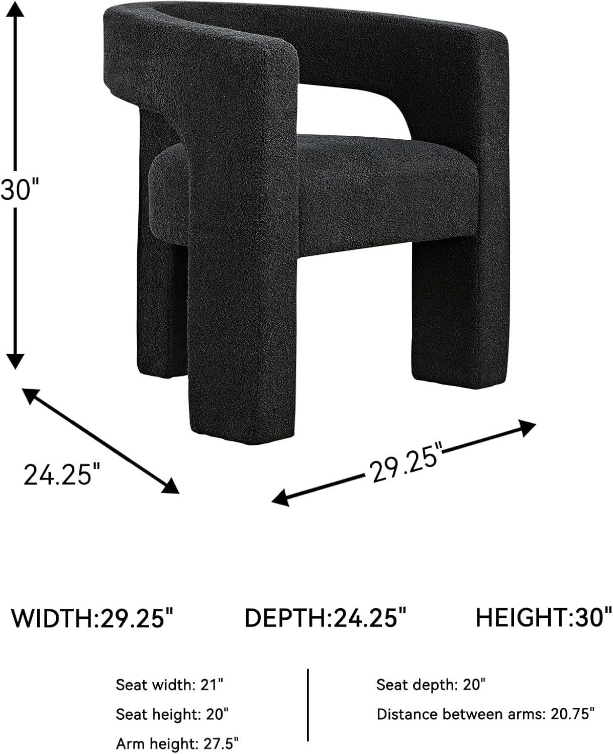 imageSignature Design by Ashley Landick Urban Boucle Upholstered Accent Chair with Barrel Back and 3 Legs WhiteBlack