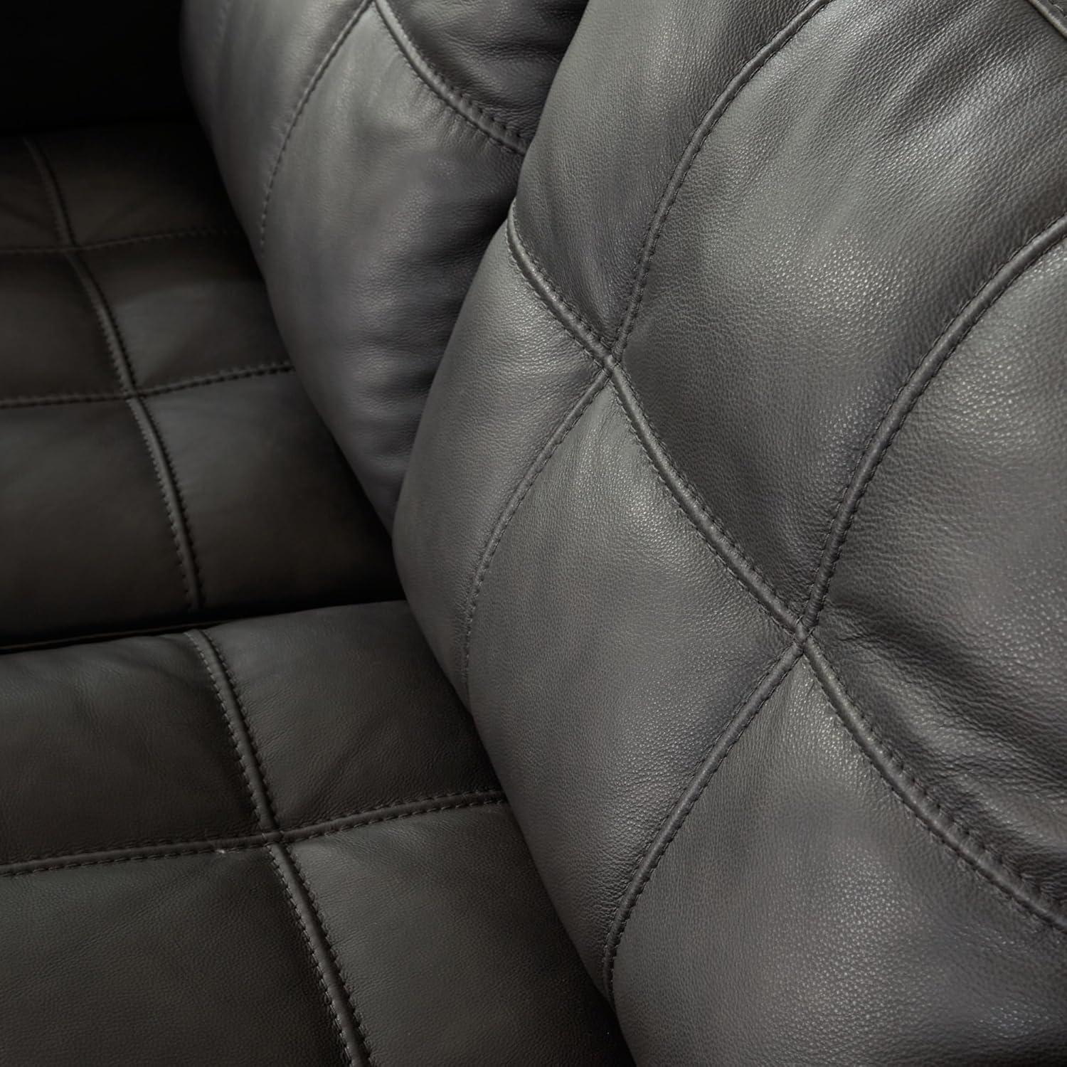 imageSignature Design by Ashley Luigi Modern Tufted Leather Match Sofa BlackBlack