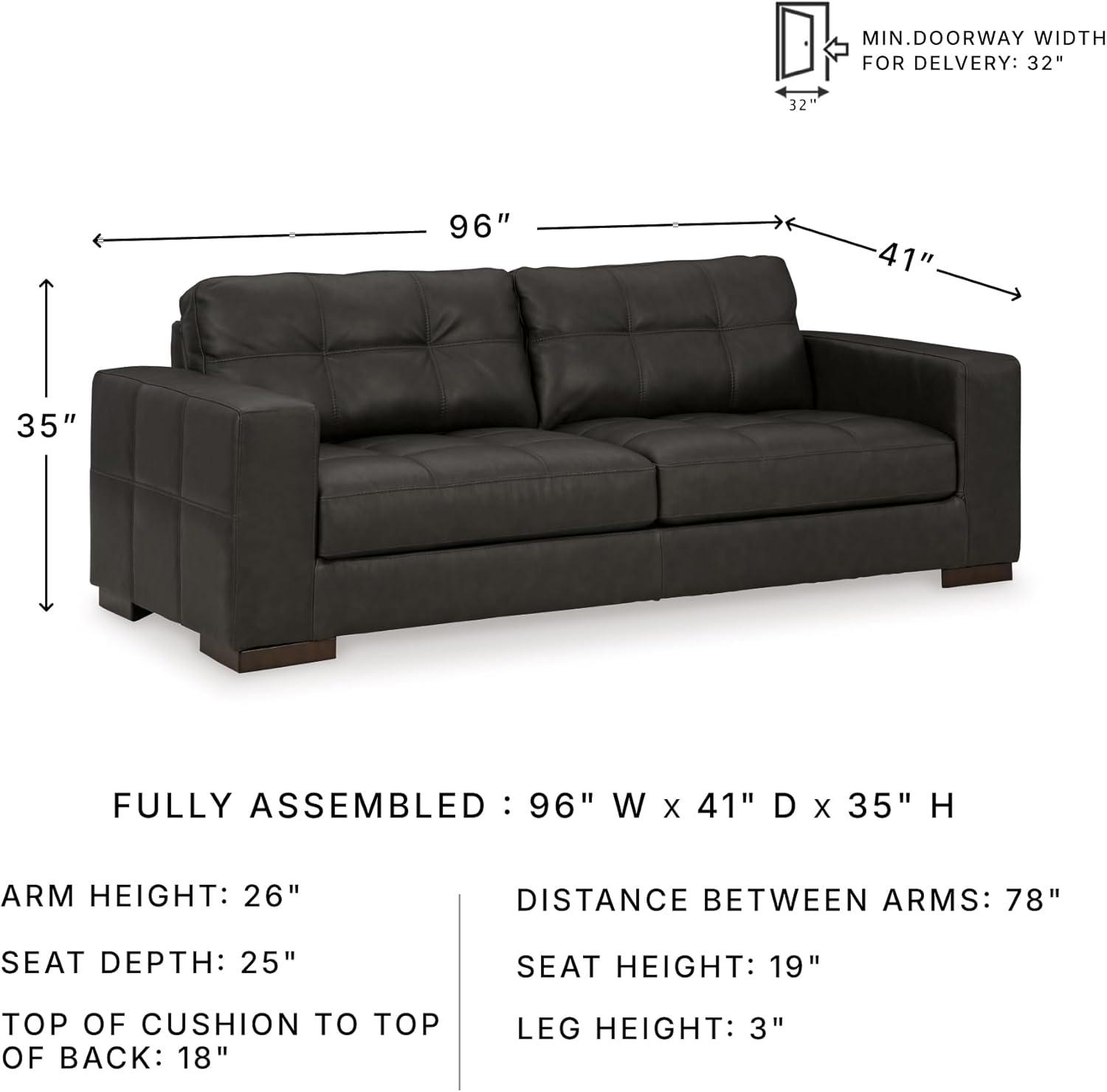 imageSignature Design by Ashley Luigi Modern Tufted Leather Match Sofa BlackBlack