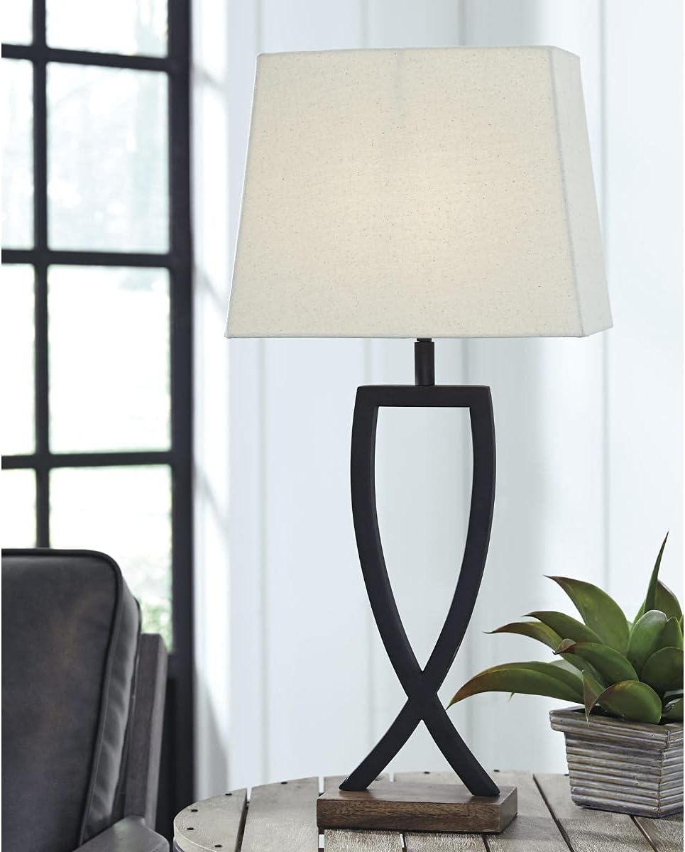 imageSignature Design by Ashley Makara Metal Minimalist Table Lamp 2 Count Lamps Black ampamp BrownMakara