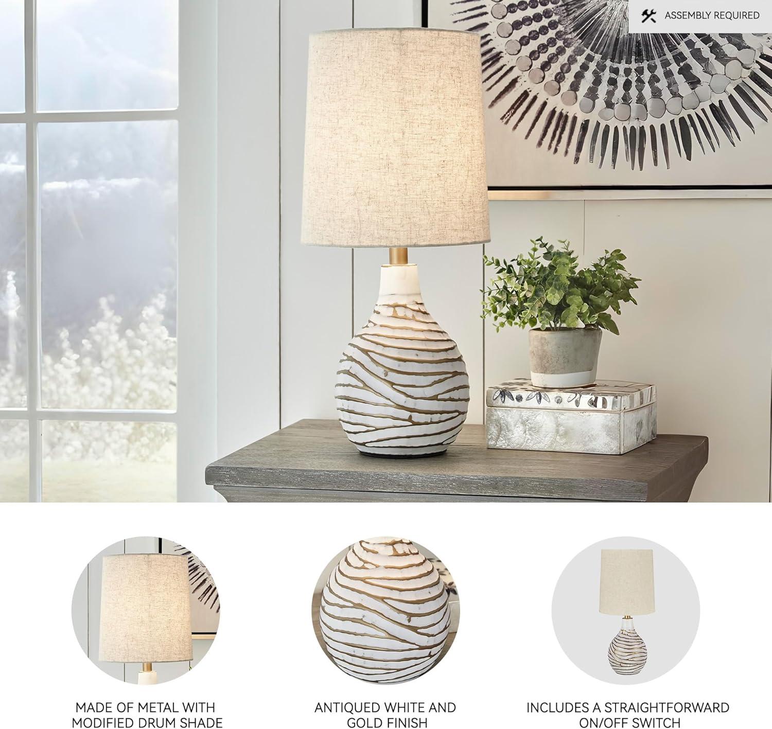 imageSignature Design by Ashley Mari Contemporary 2775quot Mercury Glass Table Lamp Gray ampamp GoldAleela