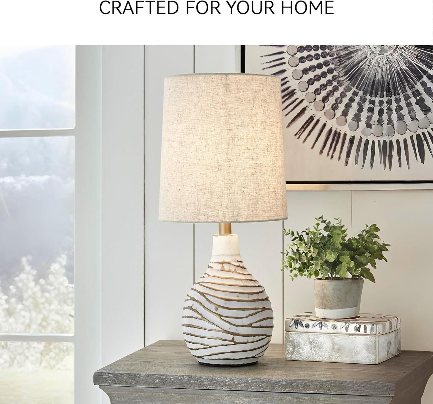imageSignature Design by Ashley Mari Contemporary 2775quot Mercury Glass Table Lamp Gray ampamp GoldAleela