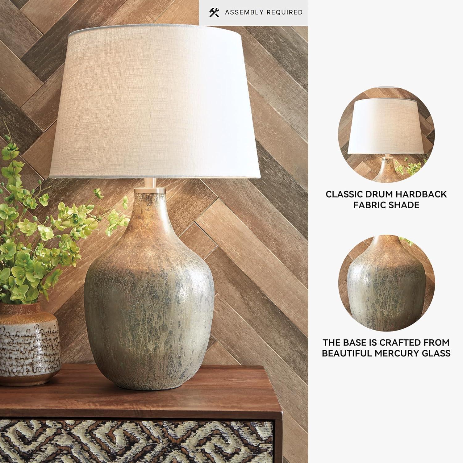 imageSignature Design by Ashley Mari Contemporary 2775quot Mercury Glass Table Lamp Gray ampamp GoldMari