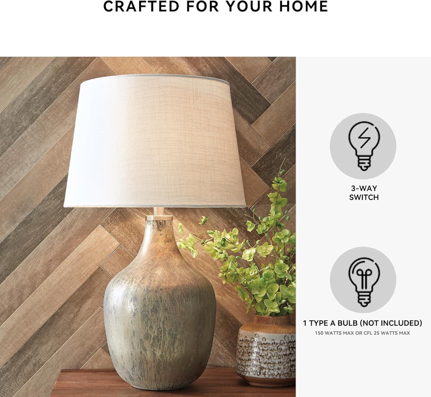 imageSignature Design by Ashley Mari Contemporary 2775quot Mercury Glass Table Lamp Gray ampamp GoldMari