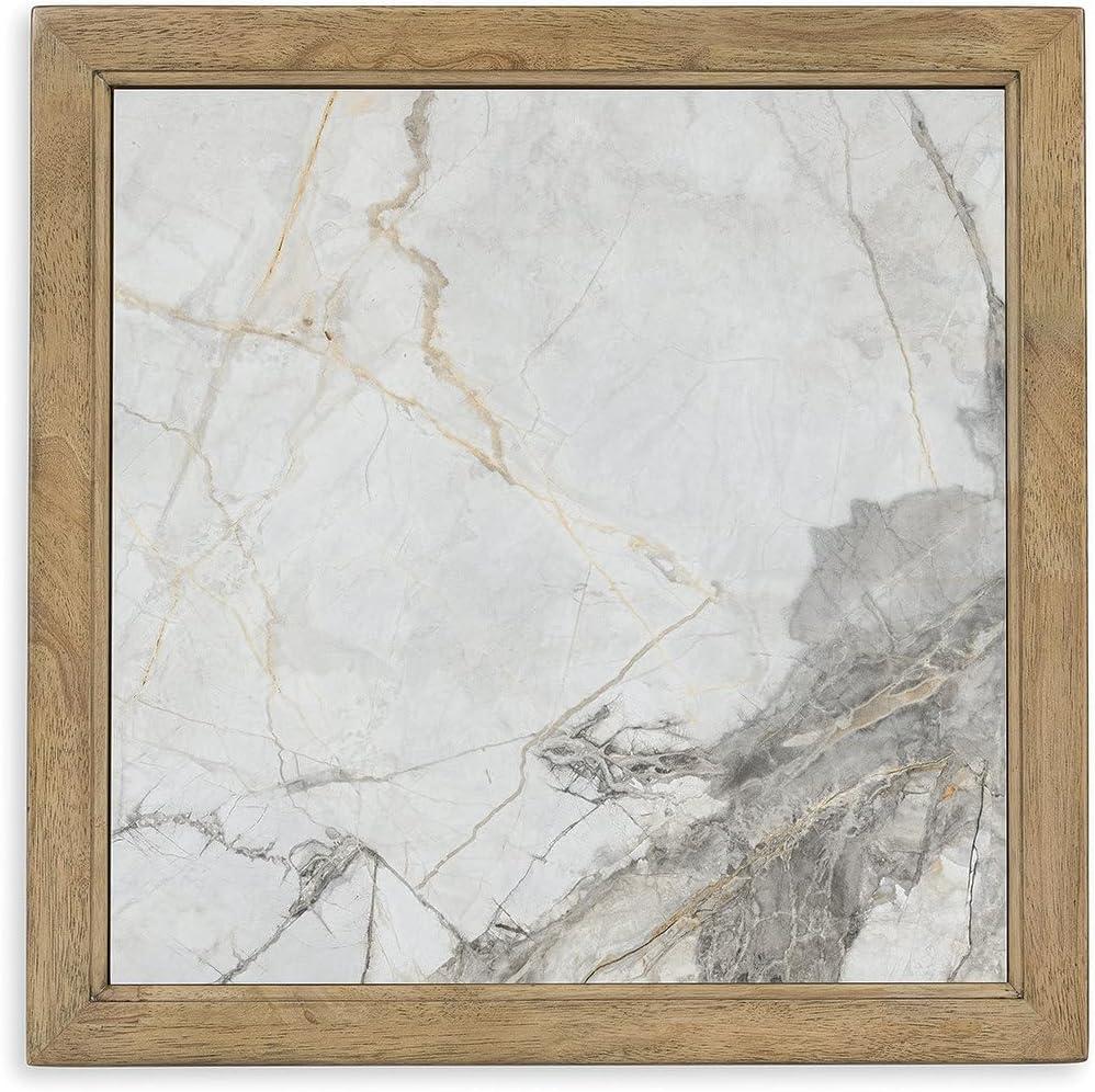 imageSignature Design by Ashley Montia Modern StoneTabletop End Table with Cross Legs Dark Brown ampamp Black