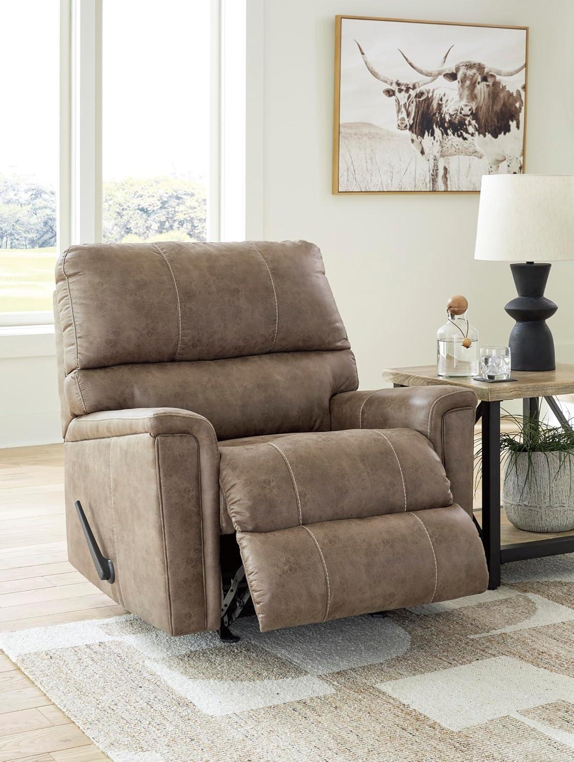 imageSignature Design by Ashley Navi Modern Recliner with Rocking Motion Dark Brown