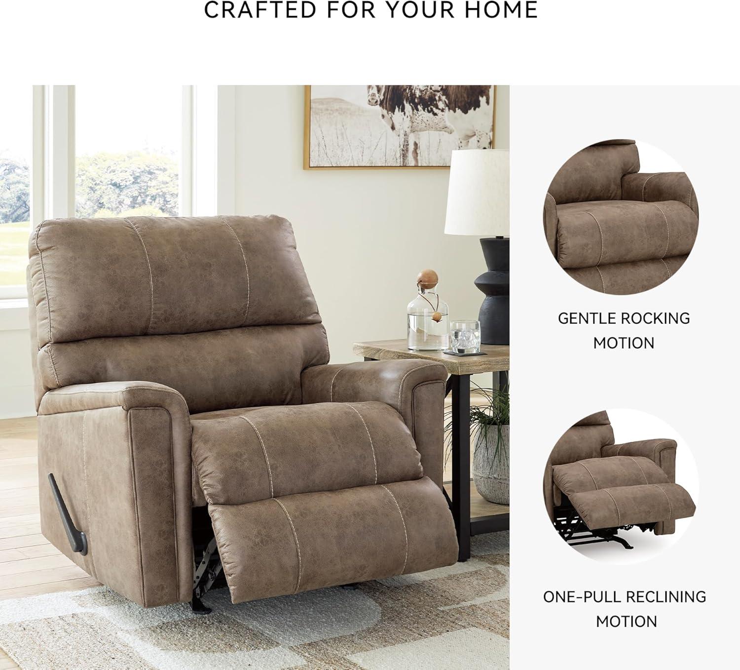 imageSignature Design by Ashley Navi Modern Recliner with Rocking Motion Dark Brown