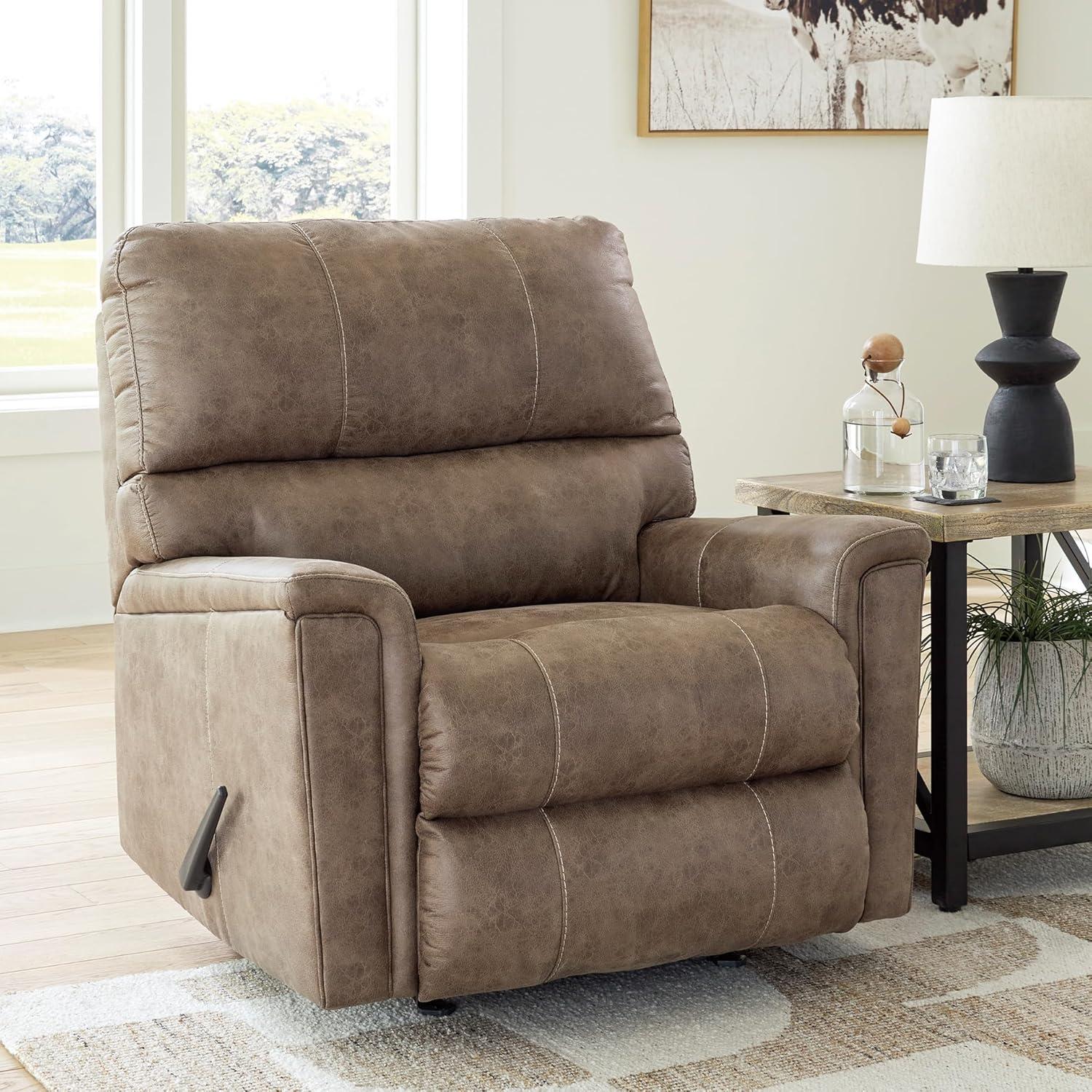 imageSignature Design by Ashley Navi Modern Recliner with Rocking Motion Dark Brown