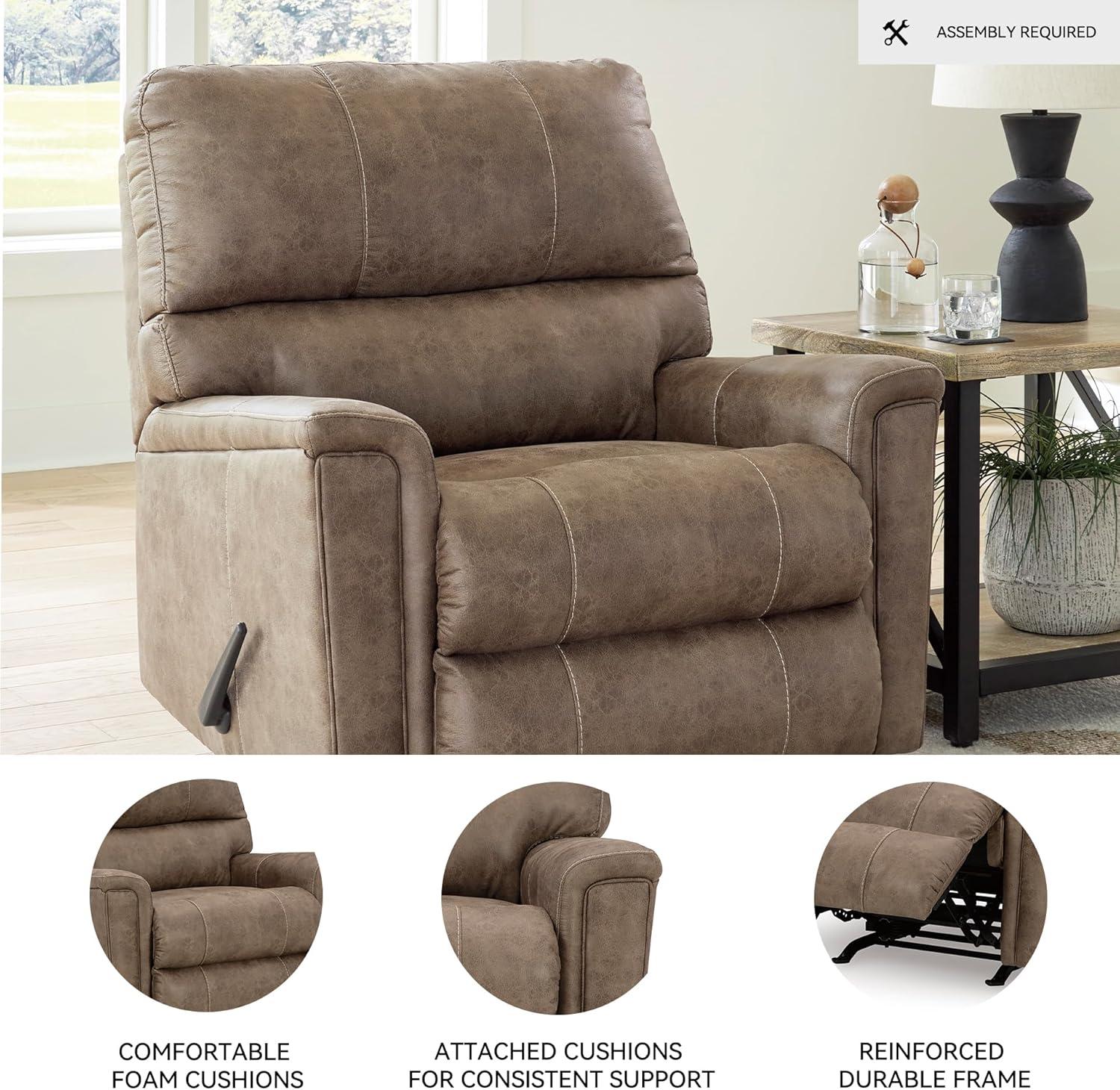 imageSignature Design by Ashley Navi Modern Recliner with Rocking Motion Dark Brown