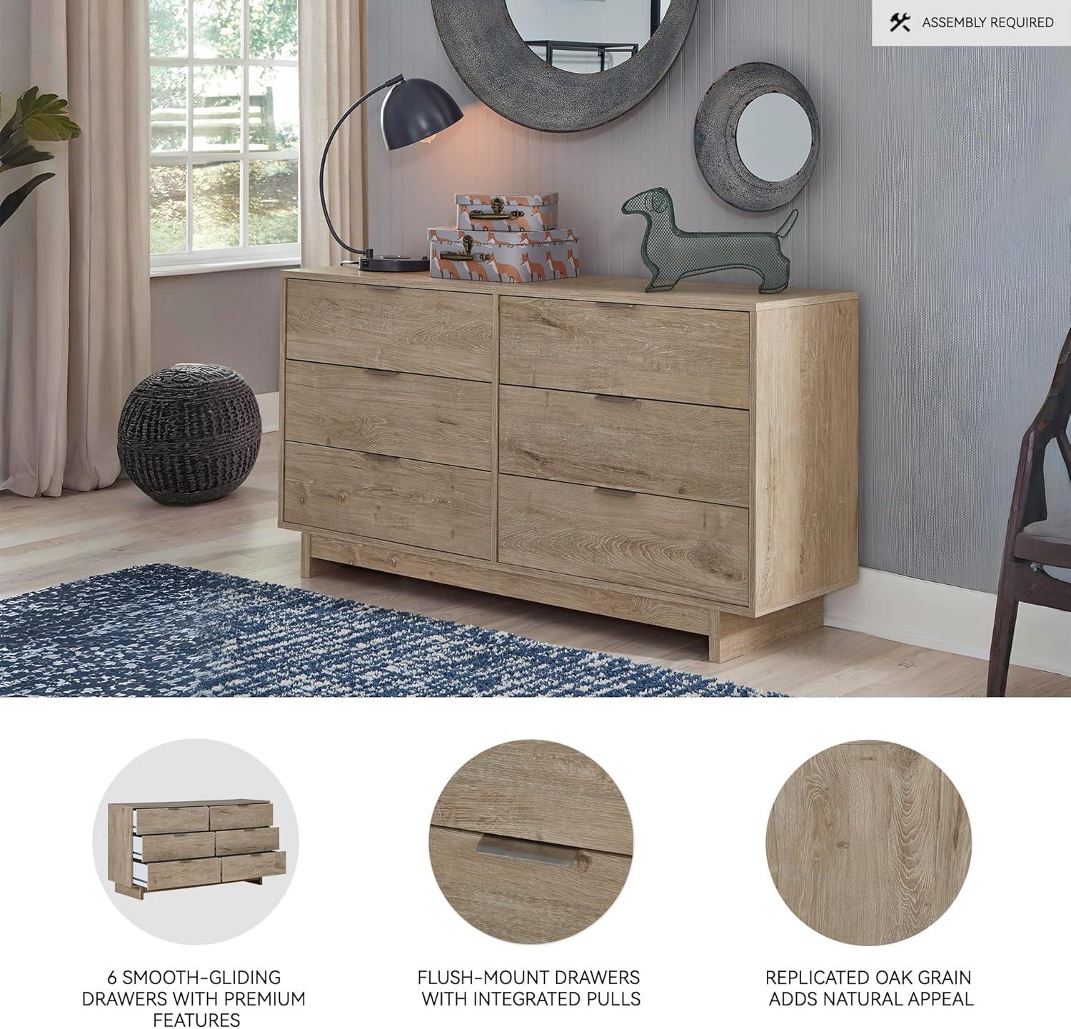 imageSignature Design by Ashley Oliah Rustic 6 Drawer Dresser Light BrownLight Brown