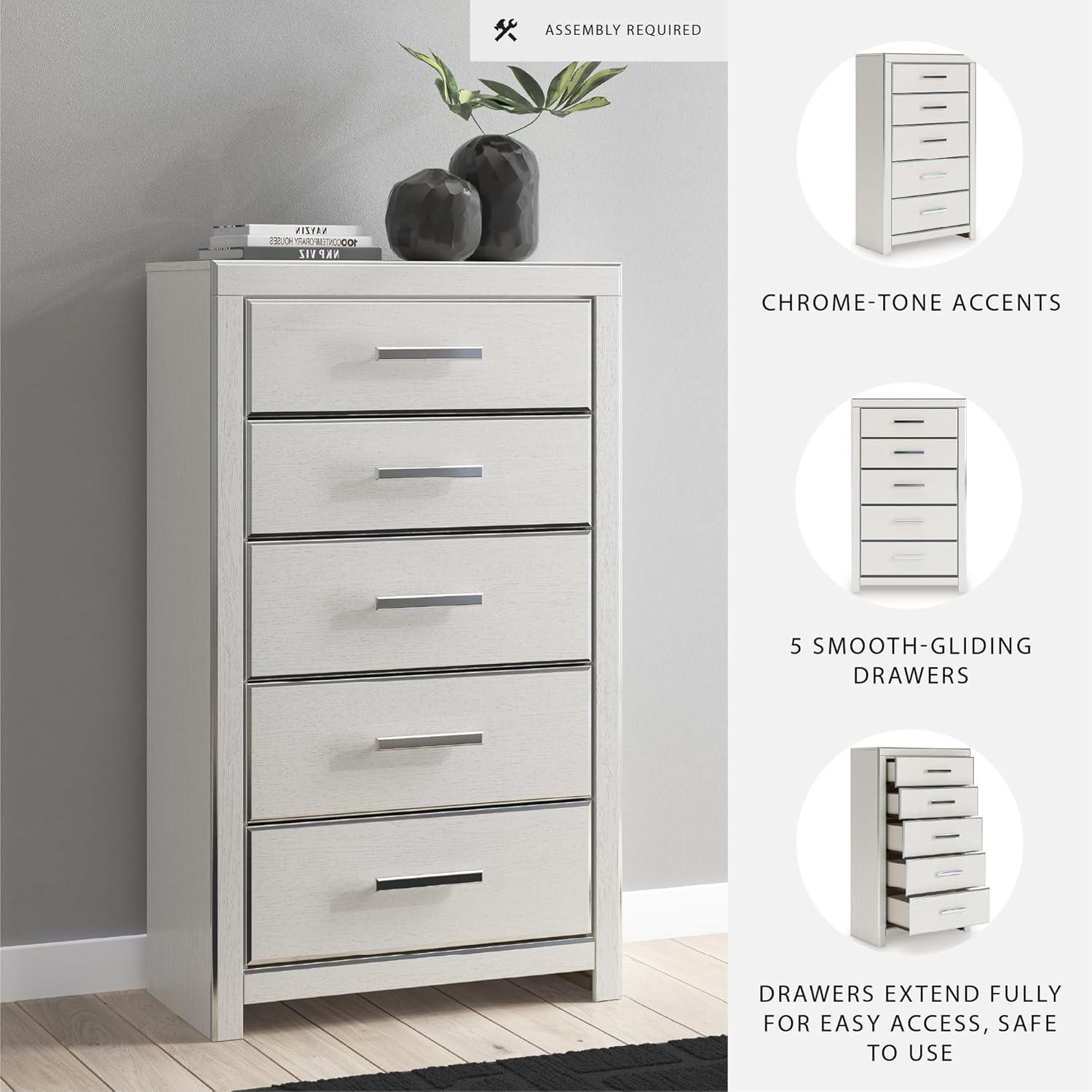 imageSignature Design by Ashley Ravalori Contemporary 5Drawer Chest with Wood Finish White