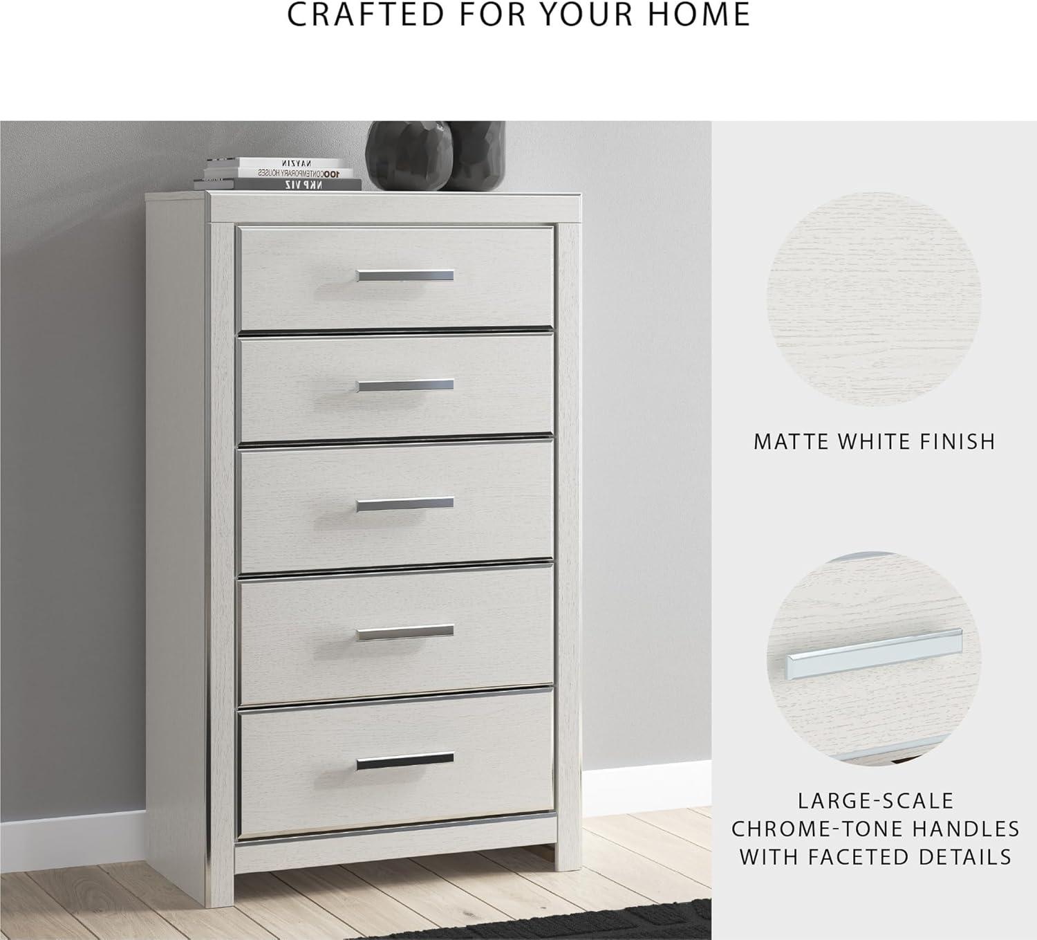 imageSignature Design by Ashley Ravalori Contemporary 5Drawer Chest with Wood Finish White