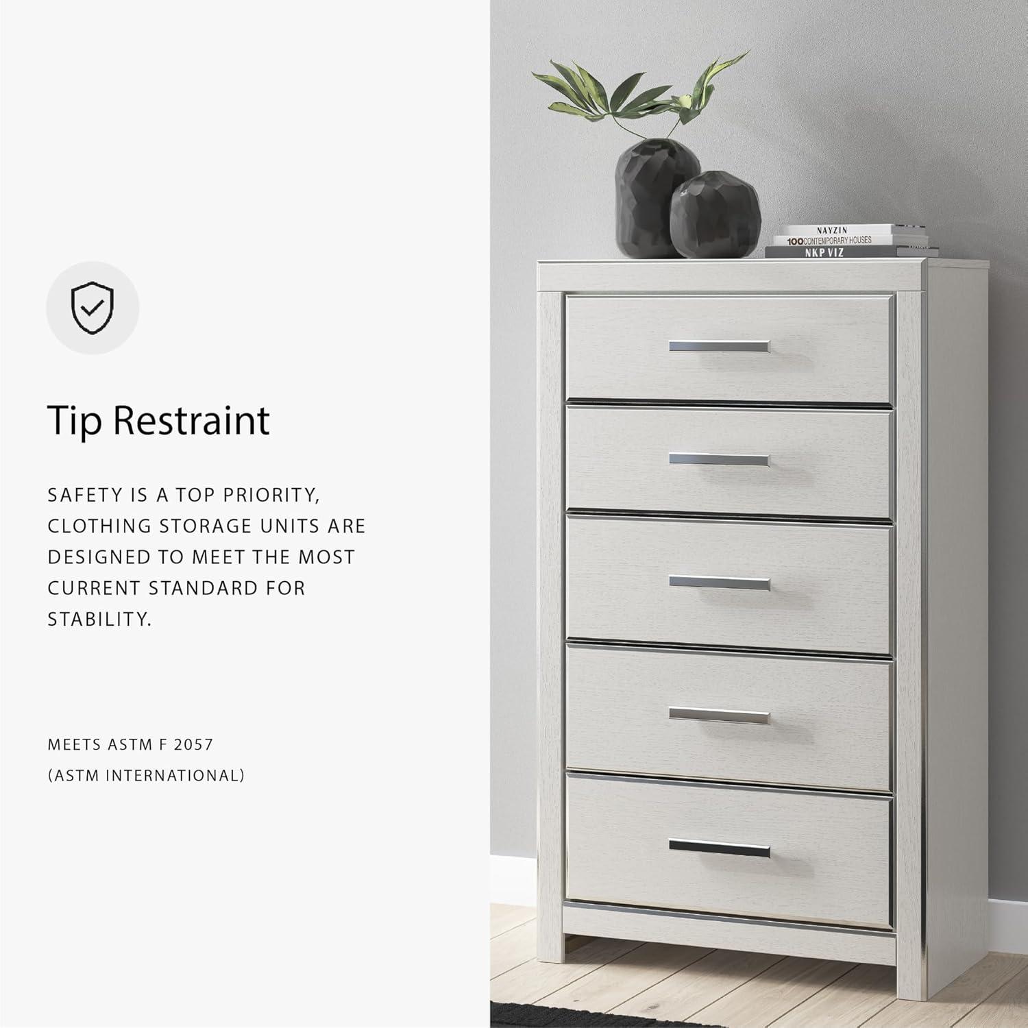 imageSignature Design by Ashley Ravalori Contemporary 5Drawer Chest with Wood Finish White