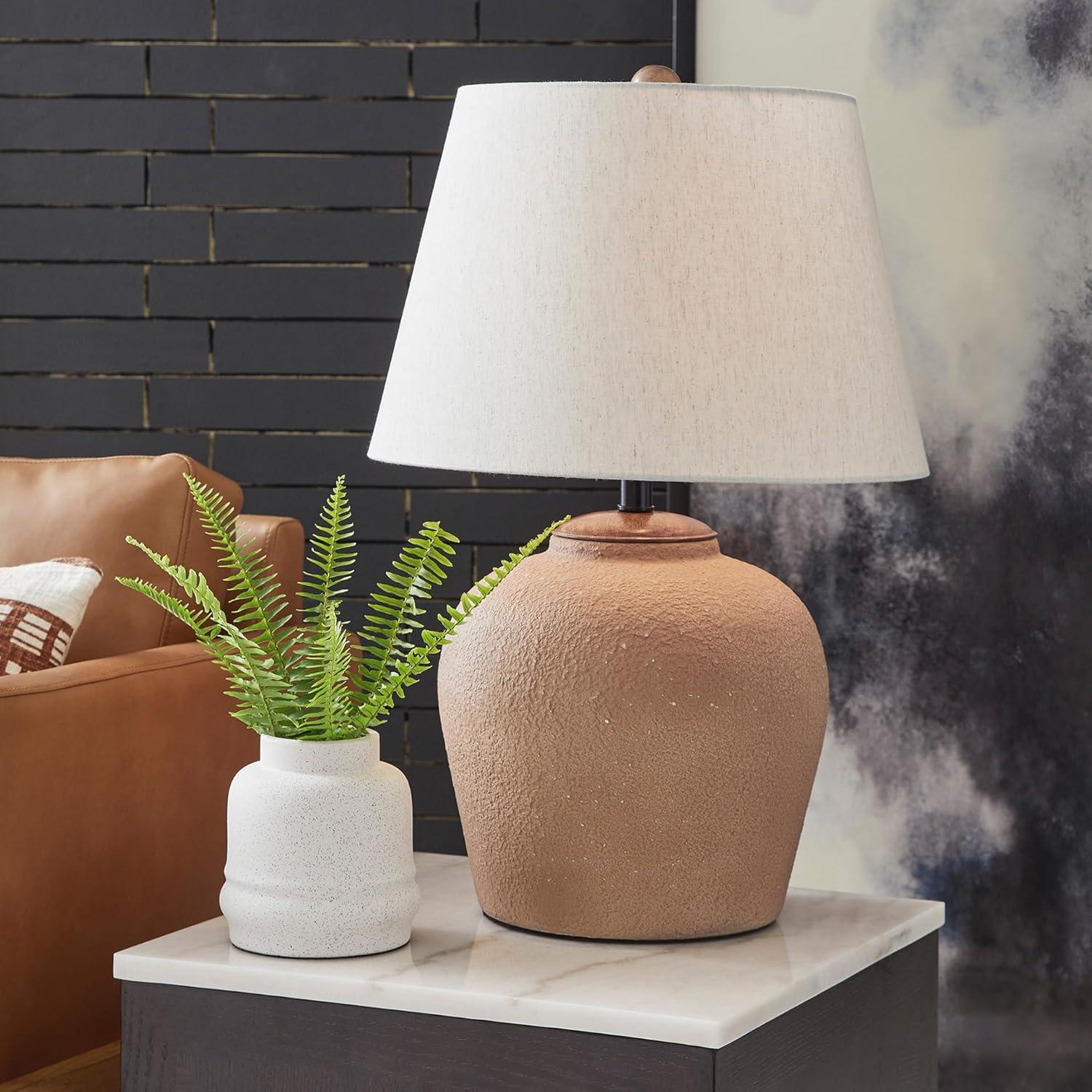 imageSignature Design by Ashley Scantor Industrial Textured Metal Table Lamp with 3Way Switch Light Brown