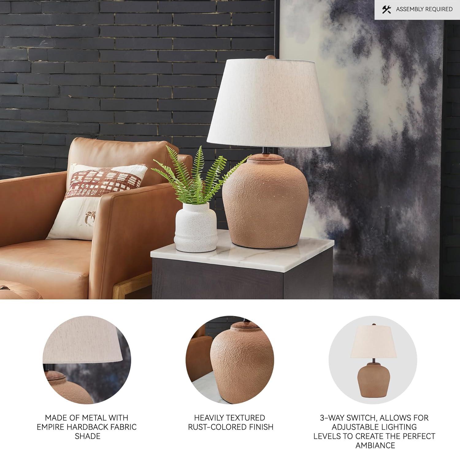 imageSignature Design by Ashley Scantor Industrial Textured Metal Table Lamp with 3Way Switch Light Brown