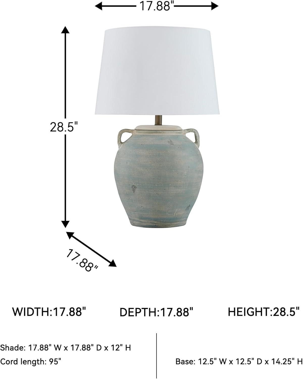 imageSignature Design by Ashley Shawburg Transitional Terra Cotta Table Lamp with 3Way Switch Light Green ampamp White