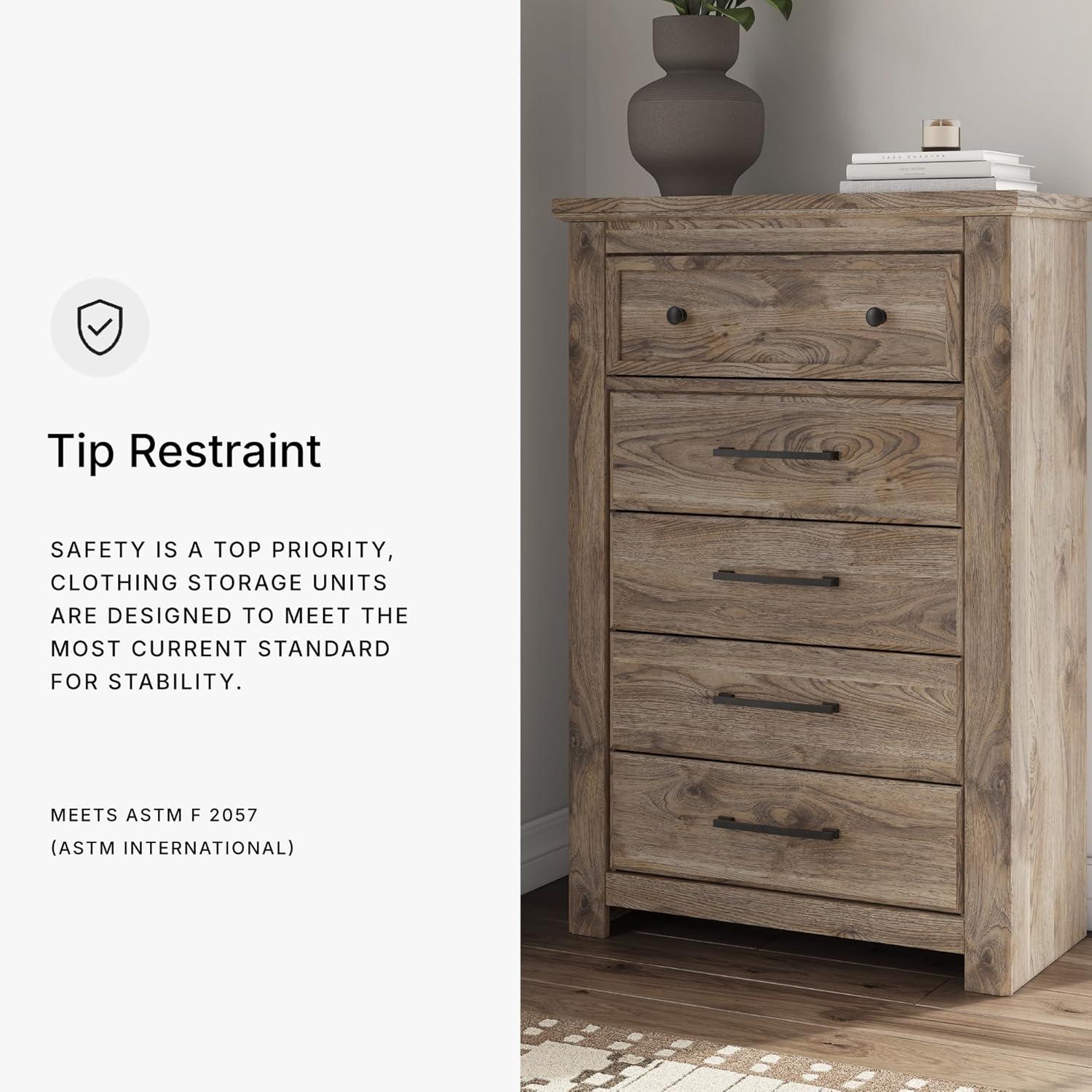 imageSignature Design by Ashley Stanziford Casual 5Drawer Chest with Wood Finish Dark Brown