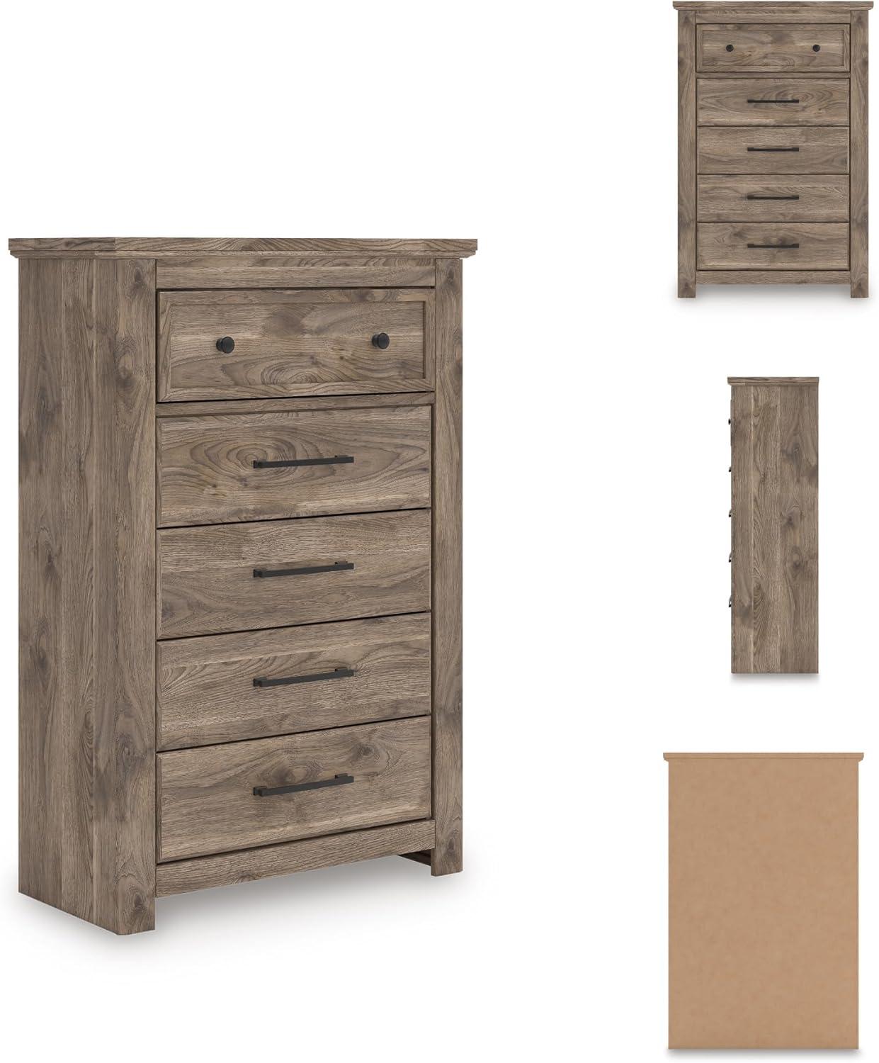 imageSignature Design by Ashley Stanziford Casual 5Drawer Chest with Wood Finish Dark Brown