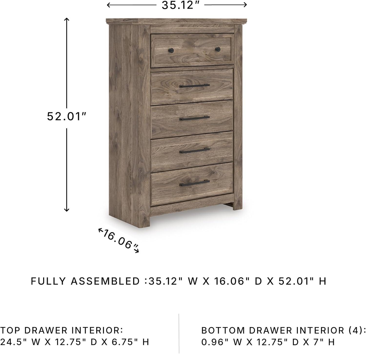 imageSignature Design by Ashley Stanziford Casual 5Drawer Chest with Wood Finish Dark Brown