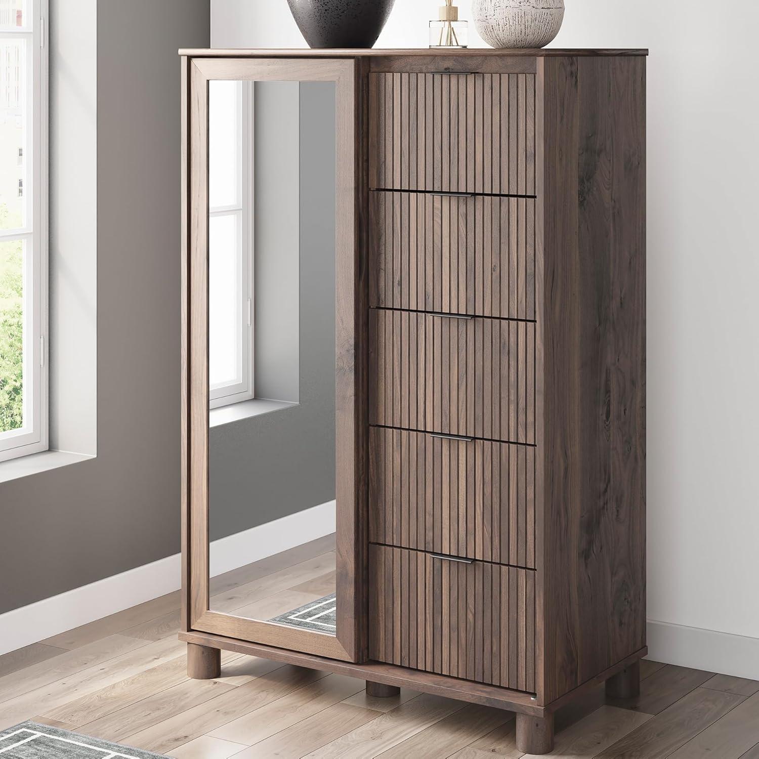 imageSignature Design by Ashley Symarro Casual Dressing 5Drawer Chest with Walnut Finish Dark Brown