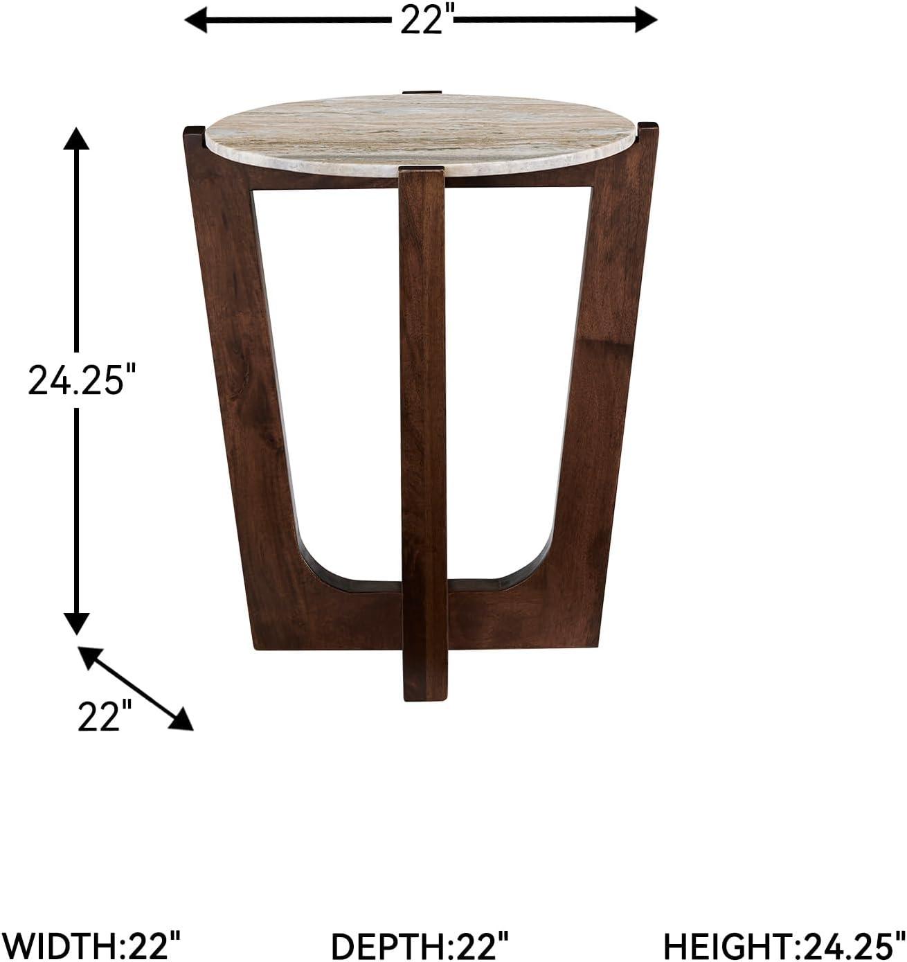 imageSignature Design by Ashley Tanidore Casual Marble Tabletop End Table with Cross Legs Light Brown ampamp Dark Brown