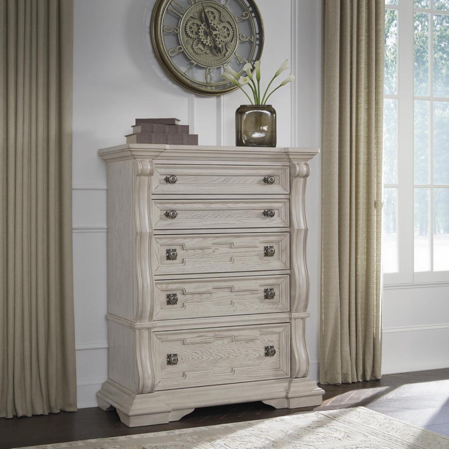 imageSignature Design by Ashley Valleymont Traditional 5Drawer Chest with Wood Finish Beige
