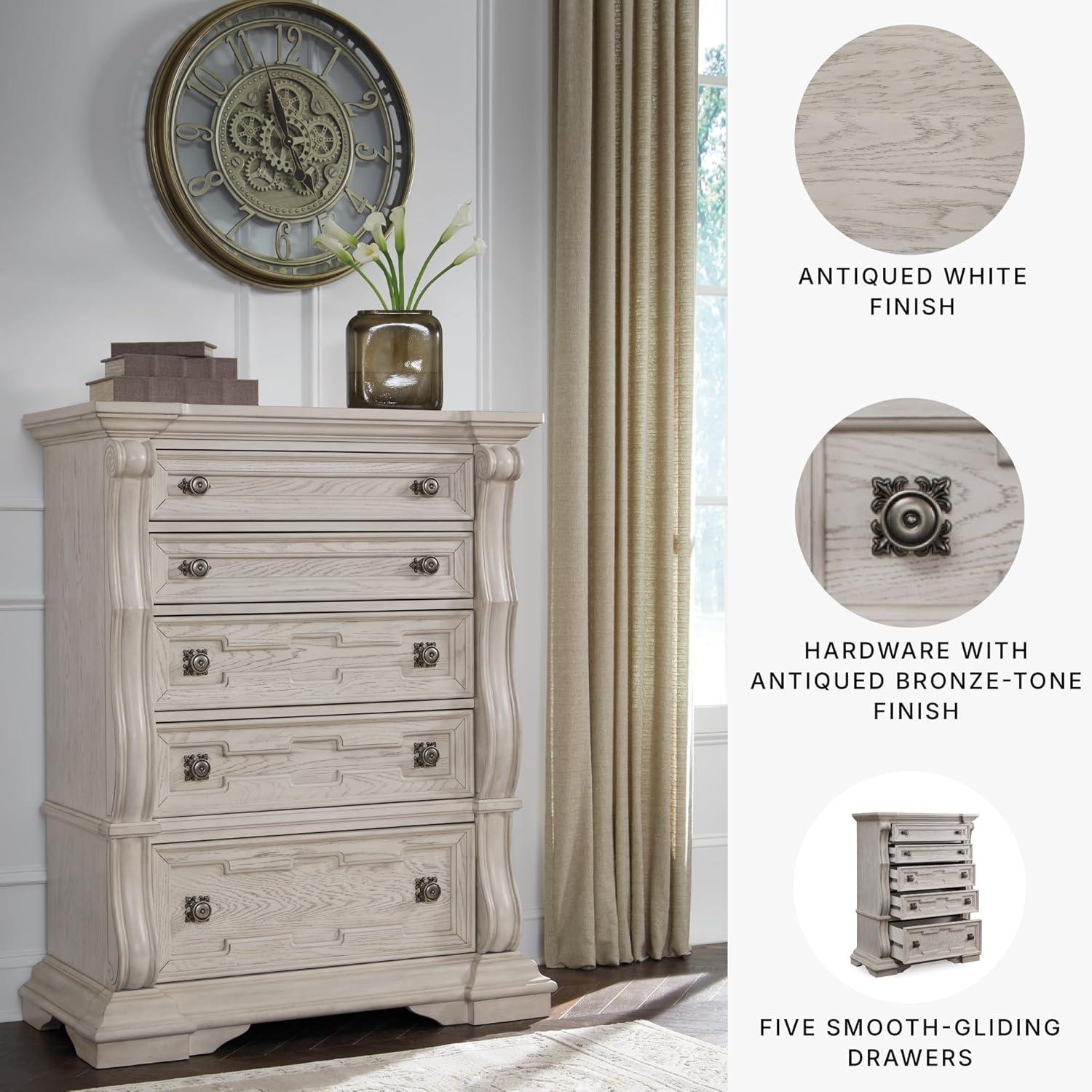 imageSignature Design by Ashley Valleymont Traditional 5Drawer Chest with Wood Finish Beige
