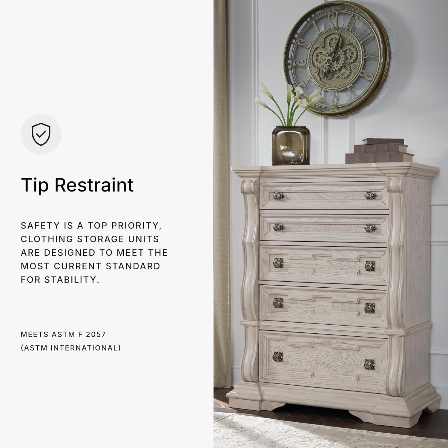 imageSignature Design by Ashley Valleymont Traditional 5Drawer Chest with Wood Finish Beige