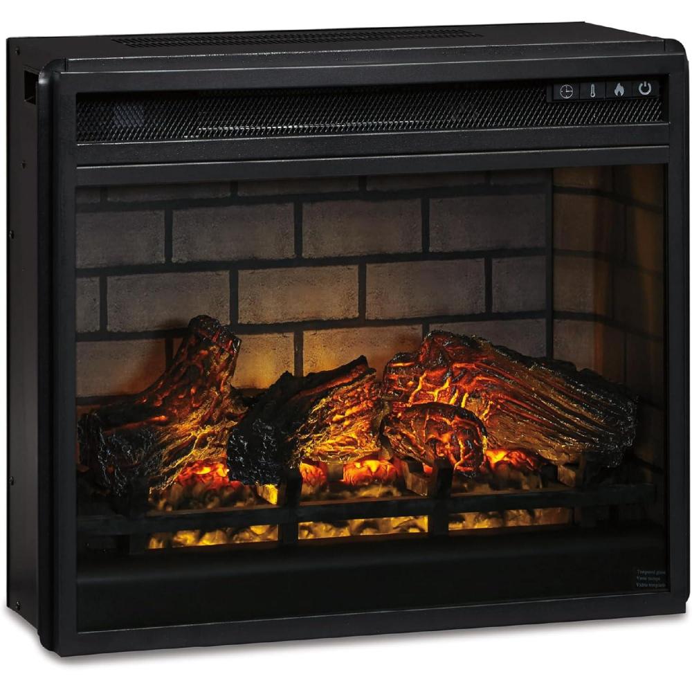 imageSignature Design by Ashley 24quot Electric Fireplace Insert with LED Remote Control 6 Temperature and 5 Brightness Settings BlackStandard