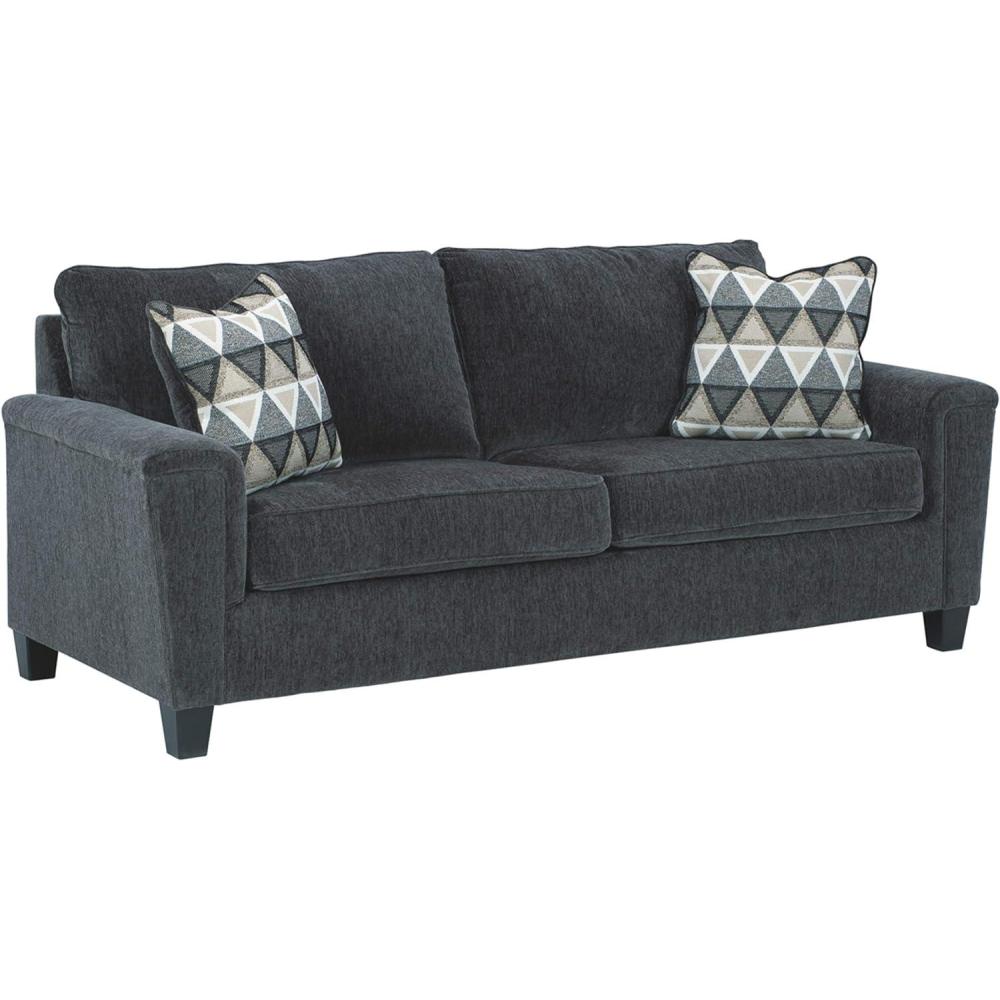 imageSignature Design by Ashley Abinger Contemporary Queen Sofa Sleeper with 2 Accent Pillows Dark GrayGrey