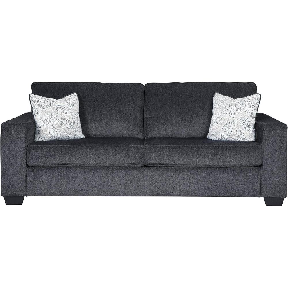 imageSignature Design by Ashley Altari Modern Sofa with 2 Accent Pillows Light GraySlate Gray