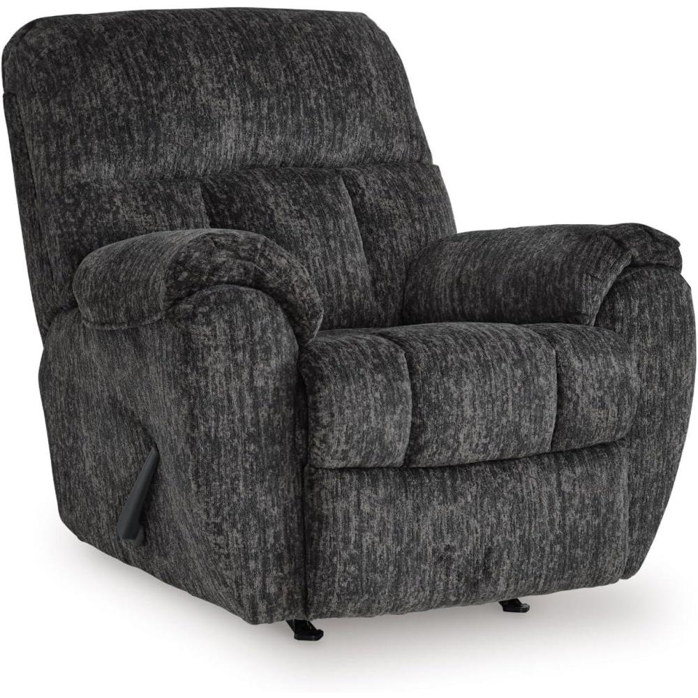 imageSignature Design by Ashley Aureta Classic Stain Resistant Power Lift Recliner with Side Pocket Heat and Massage Dark BrownGunmetal
