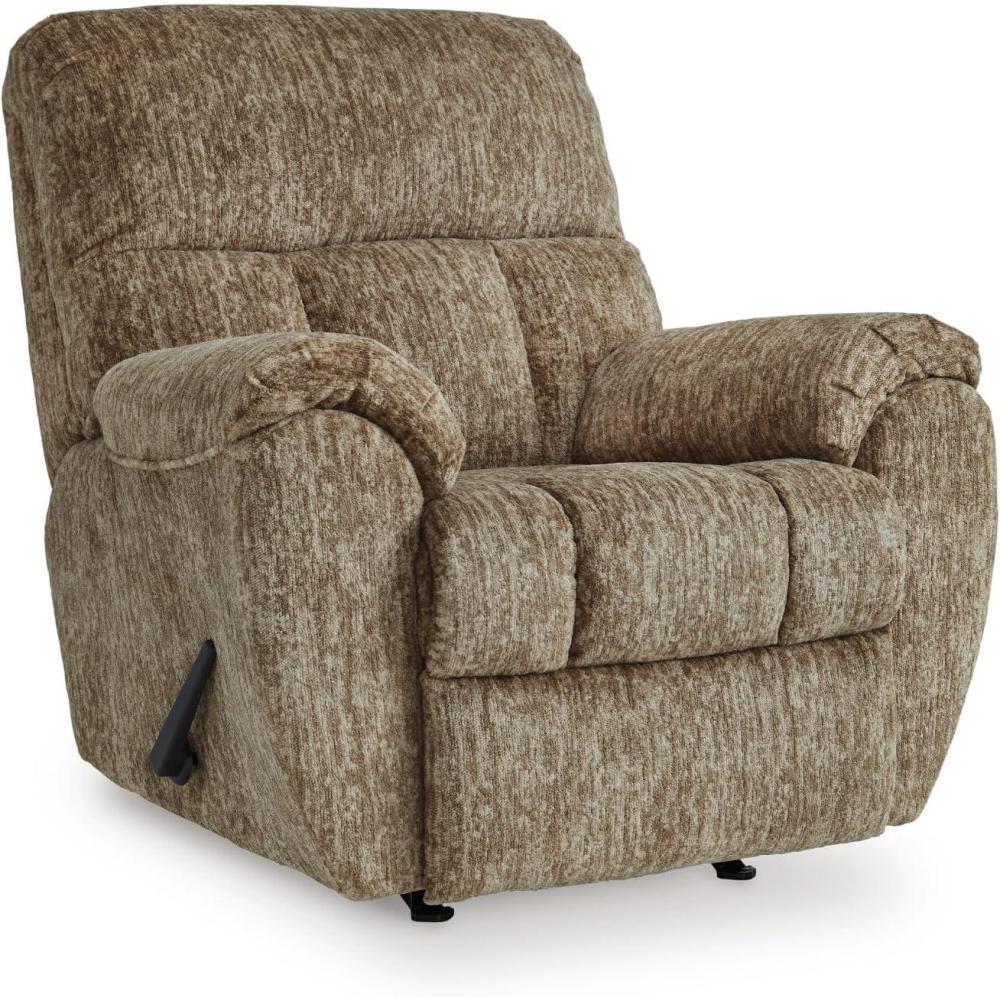 imageSignature Design by Ashley Aureta Classic Stain Resistant Power Lift Recliner with Side Pocket Heat and Massage Dark BrownTaupe