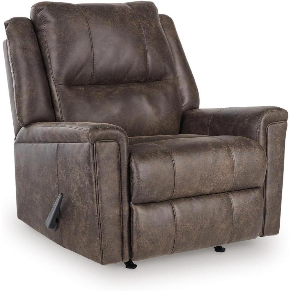 imageSignature Design by Ashley Aureta Classic Stain Resistant Power Lift Recliner with Side Pocket Heat and Massage Dark BrownWalnut