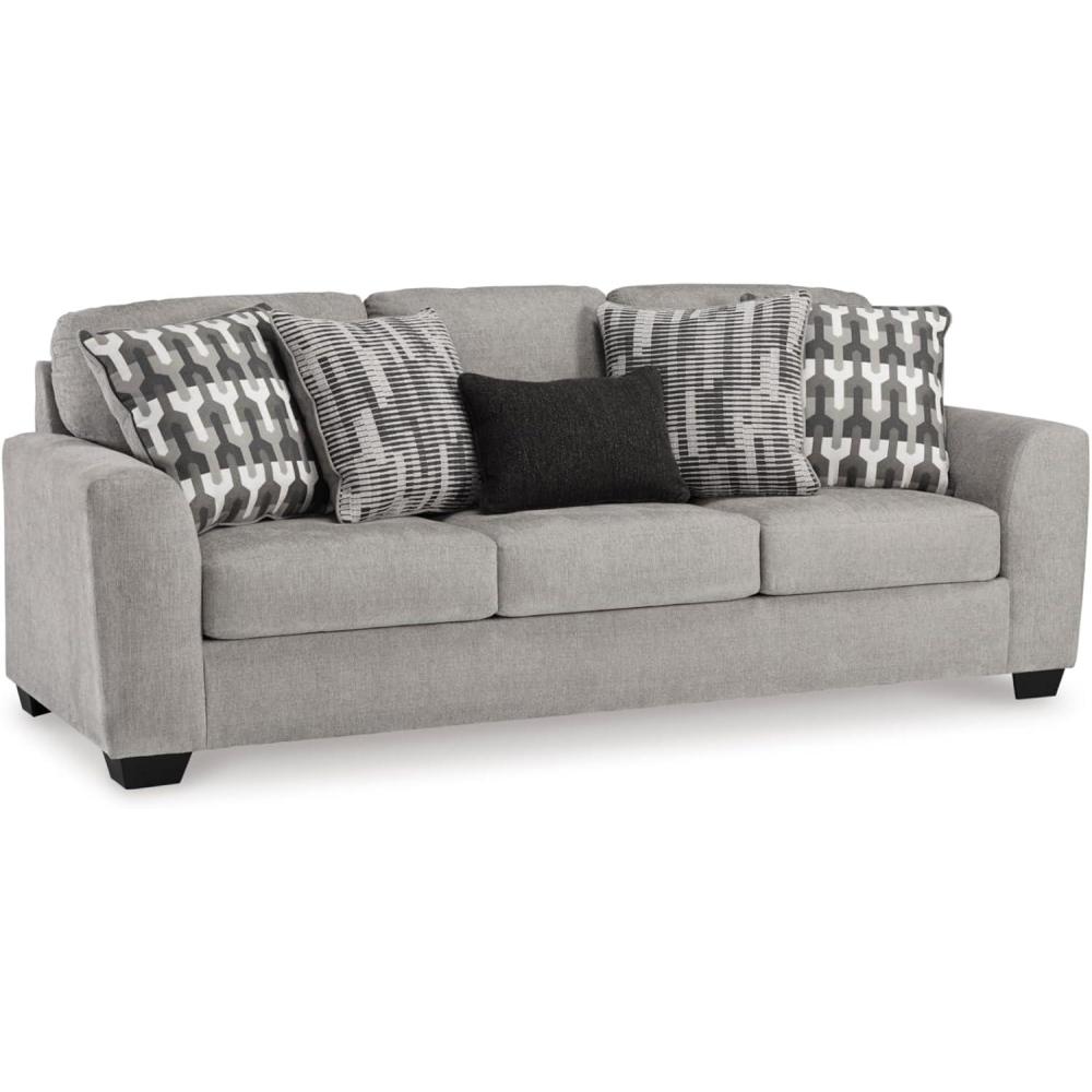 imageSignature Design by Ashley Avenal Park Casual Sofa with 5 Toss Pillows Light Gray
