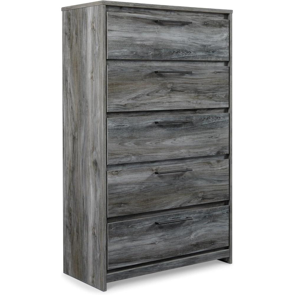 imageSignature Design by Ashley Baystorm Rustic 5 Drawer Chest of Drawers Gray