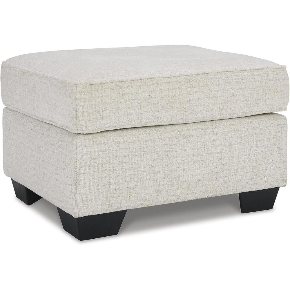 imageSignature Design by Ashley Cashton Contemporary Accent Ottoman with Faux Wood Finished Exposed Feet Foam Cushion Crosshatched Upholstery 30quot by 24quot BlueLight Brown Cream