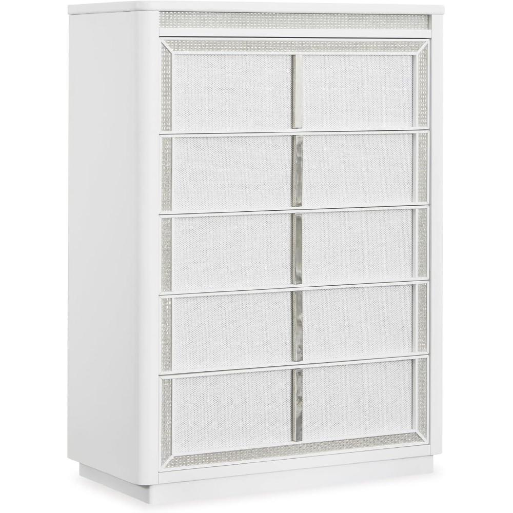 imageSignature Design by Ashley Chalanna Contemporary Chest of Drawers with FeltLined Top Drawer LED Lighting and Glamorous Details White