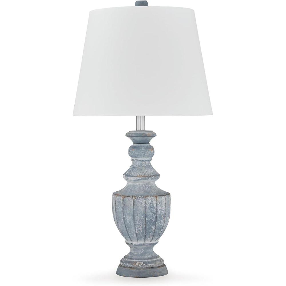 imageSignature Design by Ashley Cylerick Vintage Terra Cotta and Wood Table Lamp with 3Way Switch Blue