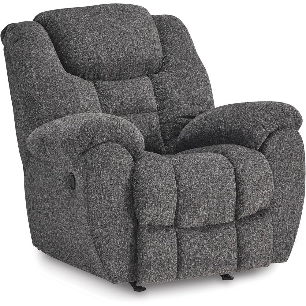 imageSignature Design by Ashley Foreside Contemporary Stain Resistant Manual Reclining Sofa GrayRecliner