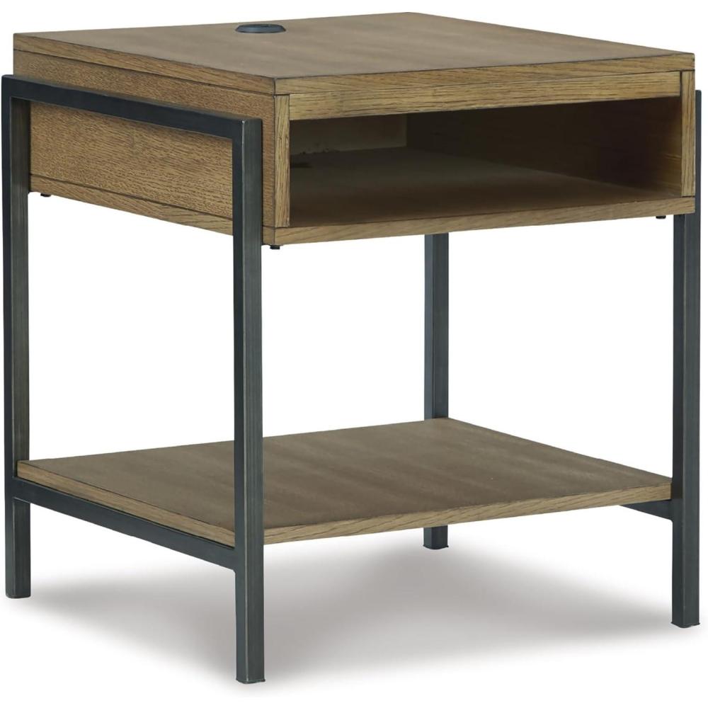 imageSignature Design by Ashley Fridley Modern Rectangular End Table Brown ampamp Black