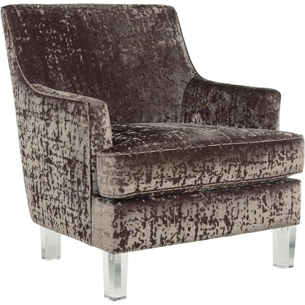 imageSignature Design by Ashley Gloriann Crushed Velvet Glam Accent Chair with Acrylic Legs Charcoal Gray
