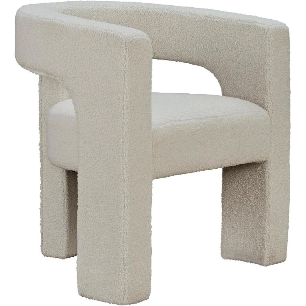 imageSignature Design by Ashley Landick Urban Boucle Upholstered Accent Chair with Barrel Back and 3 Legs WhiteWhite