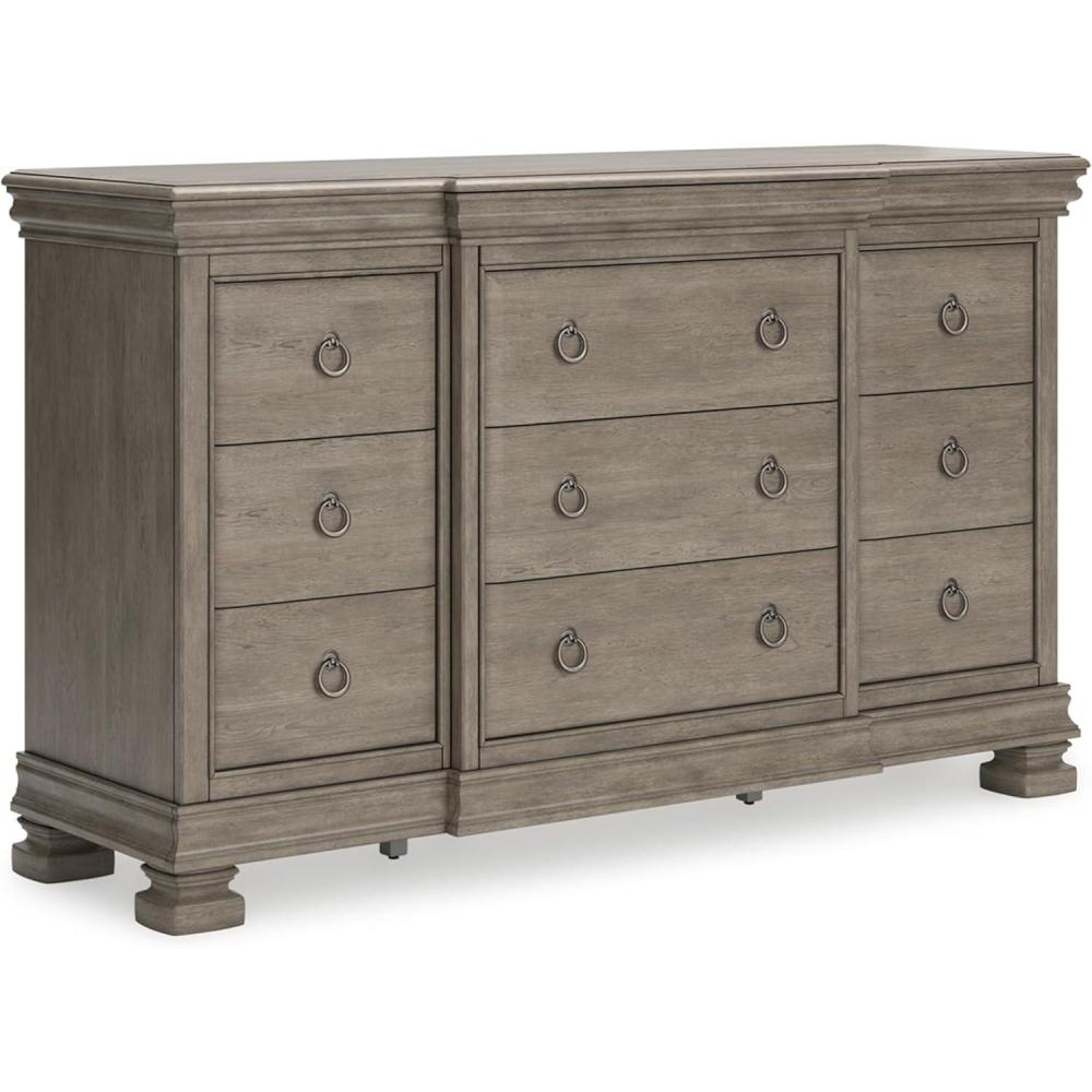imageSignature Design by Ashley Lexorne Traditional 7 Drawer Dresser with 1 Jewelry Tray and Feltlined Top Drawer for Bedroom Gray7 Drawer Dresser